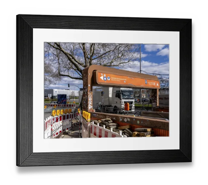 Framed Print : Berlin cityscape around the pedestrian tunnel at Messedamm and the central bus station Framed Print : Berlin cityscape around the pedestrian tunnel at Messedamm and the central bus station