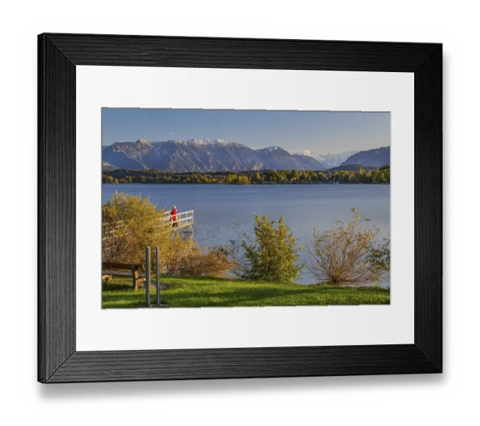 Framed Print : Jetty at Staffelsee with Ester Mountains in the evening sun