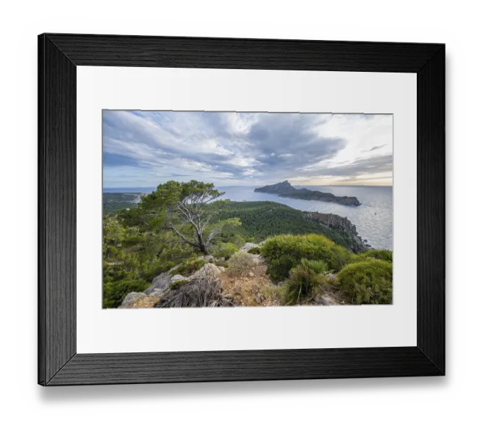 Framed Print : View of mountains and coast with sea Framed Print : View of mountains and coast with sea