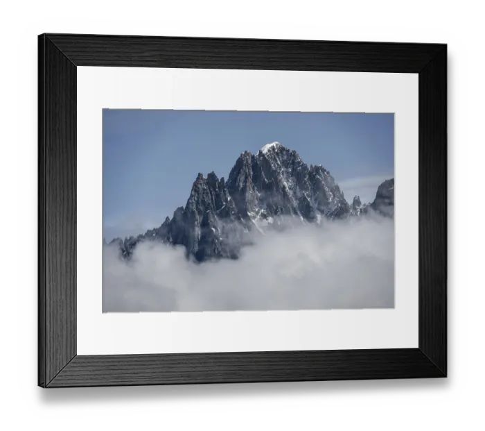 Framed Print : Mountain peak in clouds, Aiguille Verte