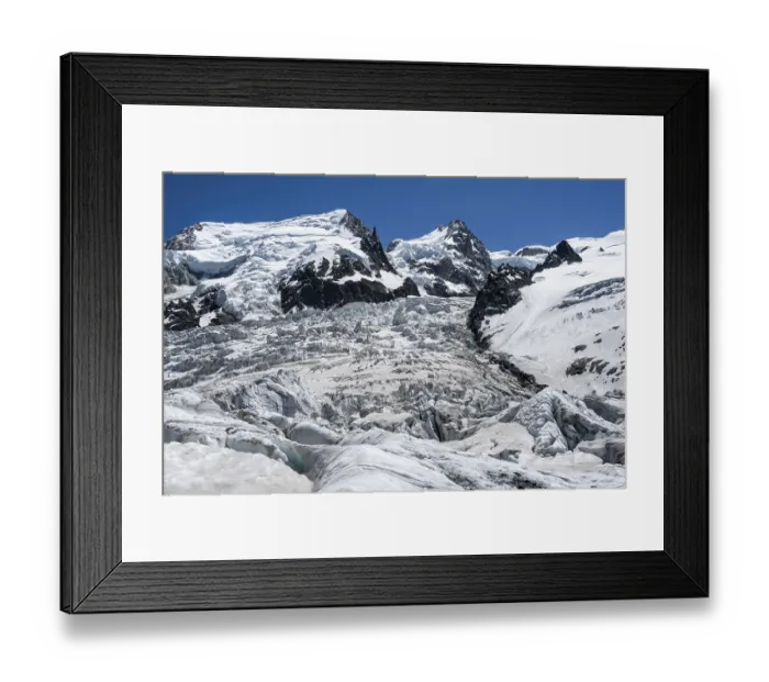 Framed Print : La Jonction, glacier tongue, Glacier des Bossons meets Glacier de Taconnaz