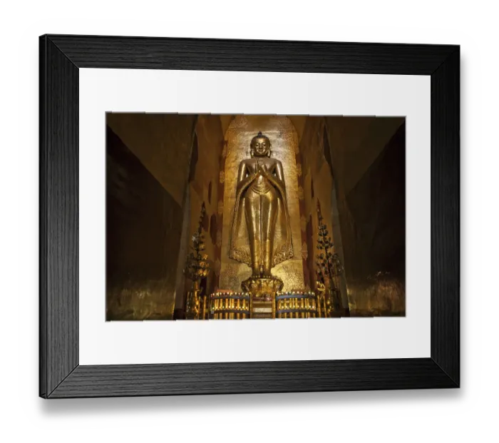 Framed Print : Standing gilded Buddha, Buddha statue