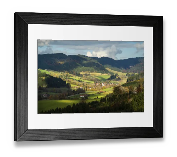 Framed Print : Landscape in the Allgaeu in autumn with meadows