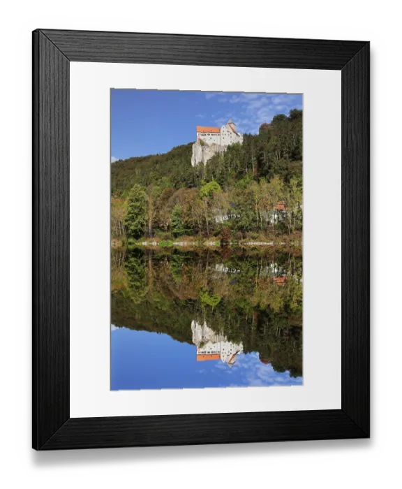 Framed Print : Castle Prunn reflected in the Rhine-Main-Danube Canal in Riedenburg