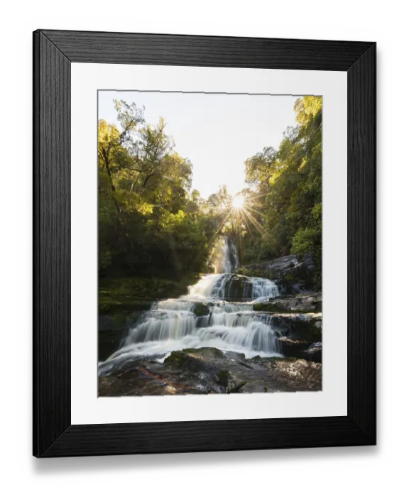 Framed Print : McLean waterfall, Sun Star, The Catlins Framed Print : McLean waterfall, Sun Star, The Catlins