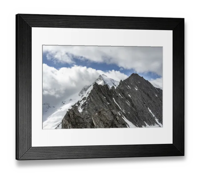 Framed Print : Rocky mountain ridge and glaciated mountain peak Grosser Moeseler Framed Print : Rocky mountain ridge and glaciated mountain peak Grosser Moeseler