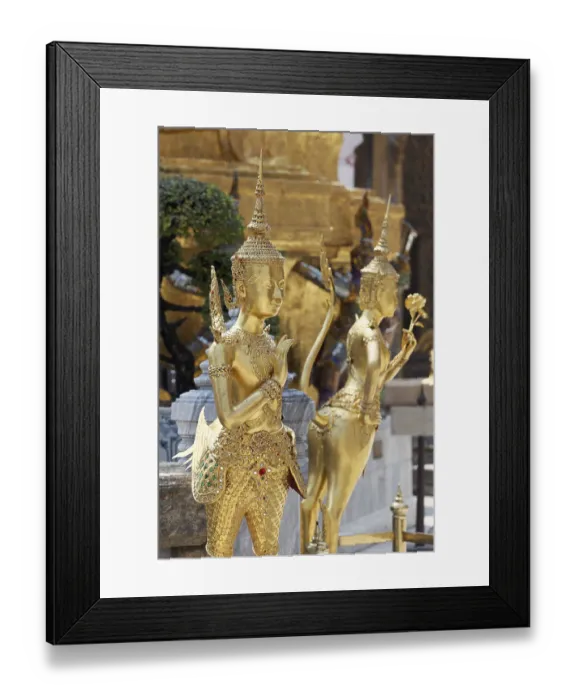 Framed Print : Gilded statues, mythical Buddhist figures Framed Print : Gilded statues, mythical Buddhist figures