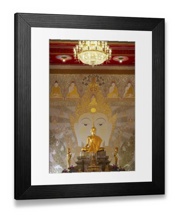 Framed Print : Golden Buddha statue with tunic