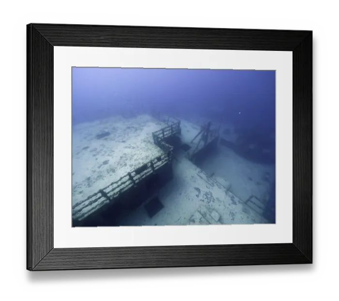 Framed Print : Mystical ambience of a large sunken ship on the quiet seabed Framed Print : Mystical ambience of a large sunken ship on the quiet seabed