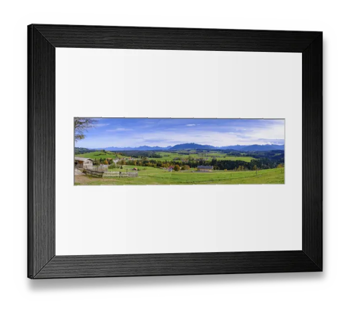 Framed Print : View from the Schoenegger Kaesealm over the Ammergau Alps