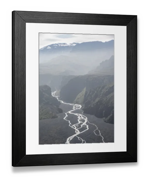 Framed Print : View into mountain valley with river Hvanna