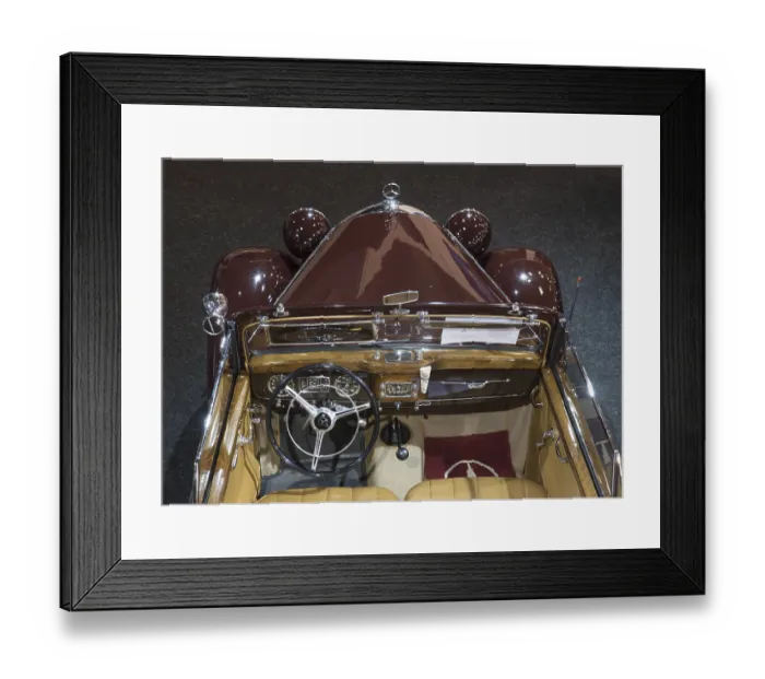 Framed Print : View into a Mercedes Benz 170s cabriolet cockpit at Techno Classica Framed Print : View into a Mercedes Benz 170s cabriolet cockpit at Techno Classica