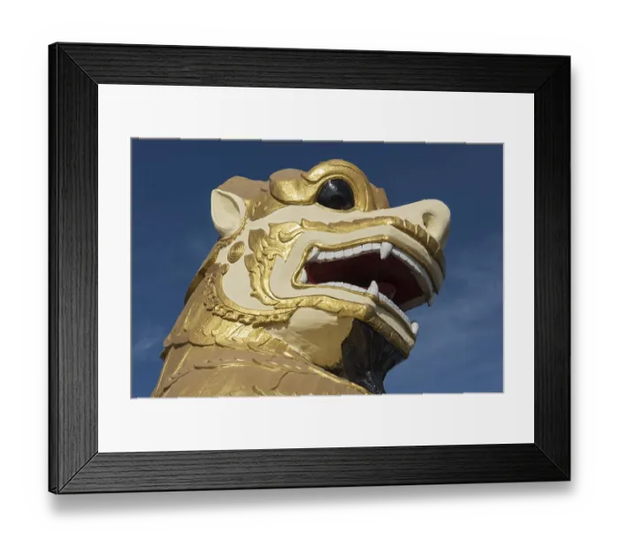 Framed Print : Chinthe statue on Mount Kyaiktiyo