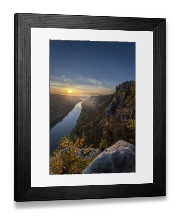Framed Print : View of Elbe from bastion, sunset
