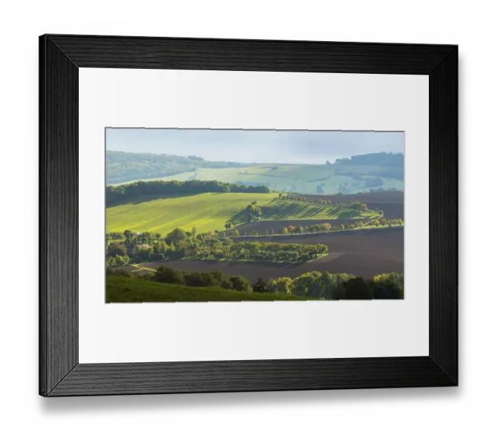 Framed Print : Autumnal field landscape near Possendorf in the Eastern Ore Mountains