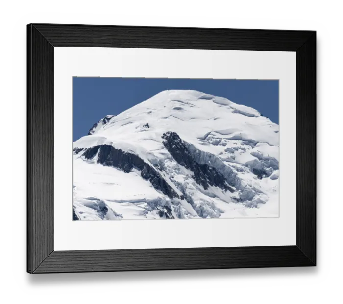 Framed Print : Glacier des Bossons, summit of Mont Blanc with glacier