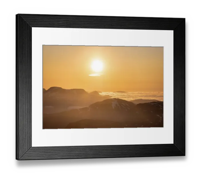 Framed Print : Sunset, glaciers and mountains in Jostedalsbreen National Park
