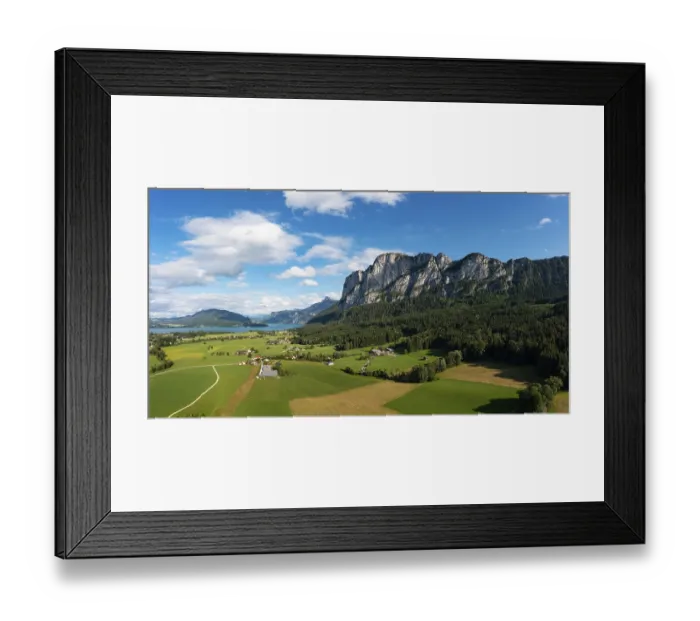 Framed Print : Drone image, Drachenwand with Schafberg in Mondseeland