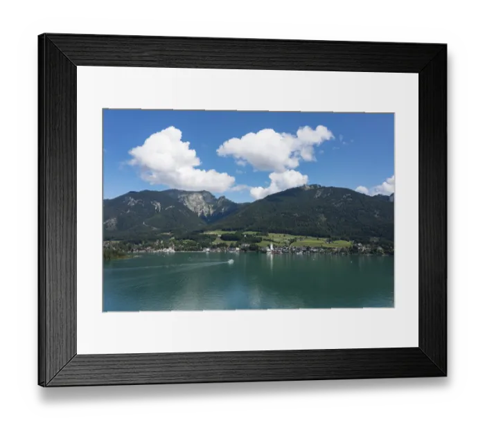 Framed Print : Drone shot, Sankt Wolfgang am Wolfgangsee with Schafberg