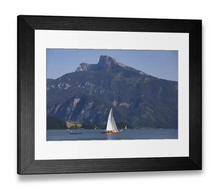 Framed Print : Sailing boats on Lake Mondsee with Schafberg