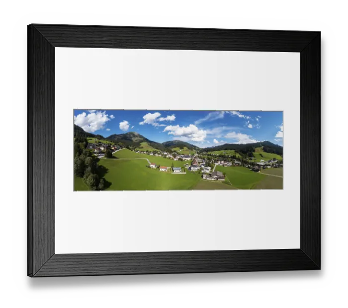 Framed Print : Drone image, Russbach with Gamsfeld