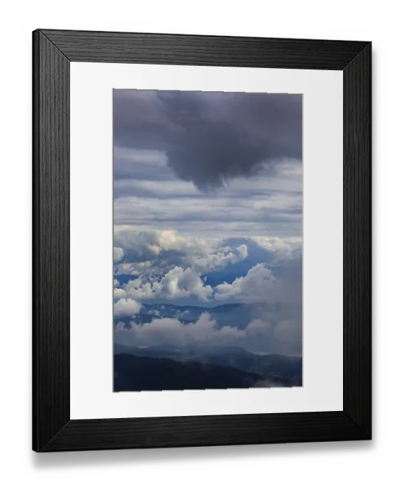 Framed Print : Dramatic cloudy sky on the Gerlitzen with a view of the Klagenfurt basin
