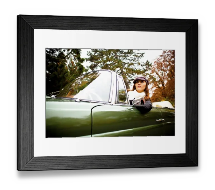 Framed Print : Young woman in a vintage car, MB 220 SE Cabriolet Framed Print : Young woman in a vintage car, MB 220 SE Cabriolet