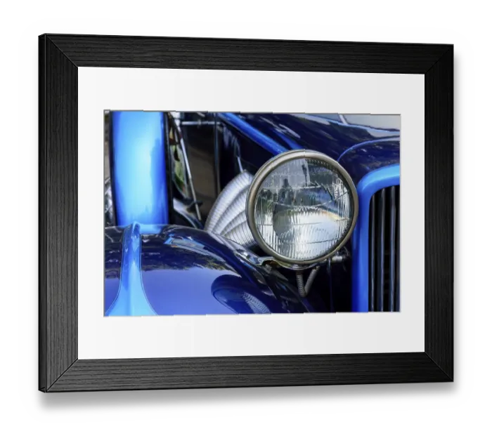 Framed Print : Detail of antique blue car in perfect condition Framed Print : Detail of antique blue car in perfect condition