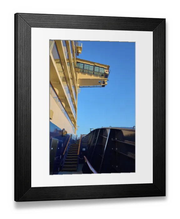 Framed Print : Modern cruise ship substructure with railings