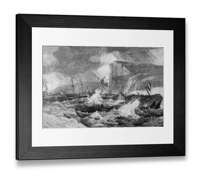 Framed Print : Shipwrecks during the Battle of Jersey on 6 January 1781