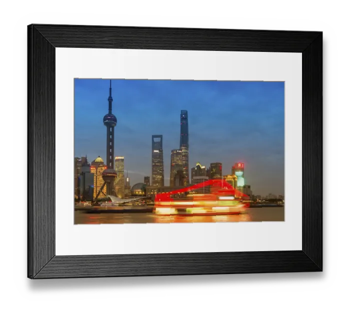 Framed Print : Pudong financial district with Oriental Pearl Tower at night