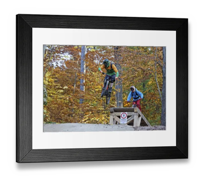 Framed Print : Woodpecker Trail, first mountain bike trail legally operated by a municipality