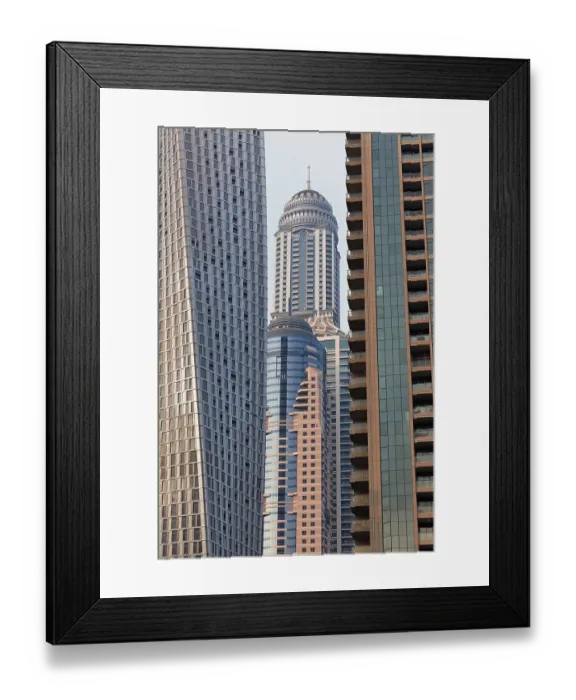 Framed Print : Skyscrapers close together, Dubai Marina district