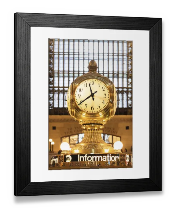 Framed Print : Bronze clock above the information desk Framed Print : Bronze clock above the information desk