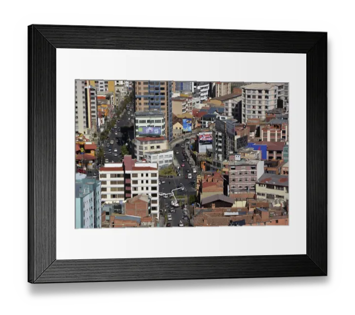Framed Print : Skyscrapers and street crossing in La Paz Framed Print : Skyscrapers and street crossing in La Paz