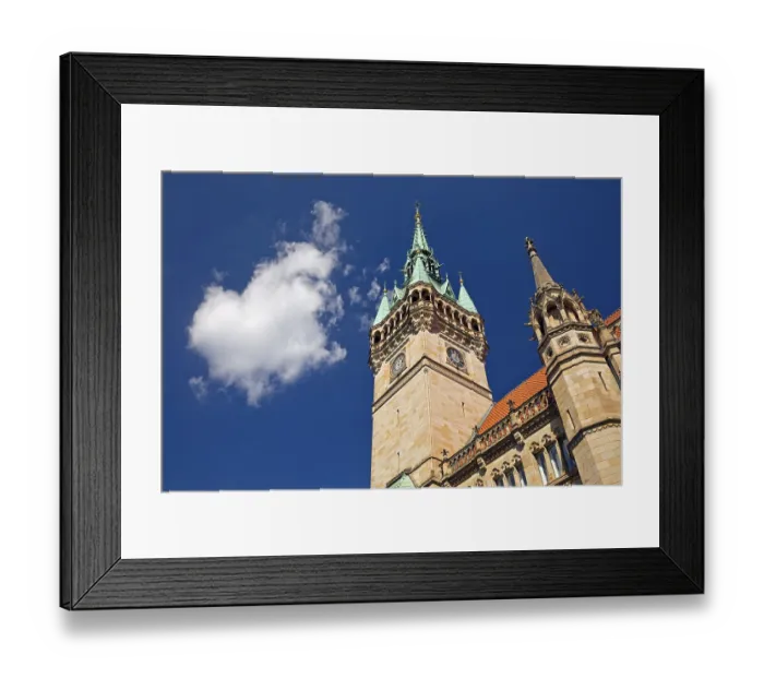 Framed Print : Town Hall, old building built by the city architect Ludwig Winter in the neo-Gothic style