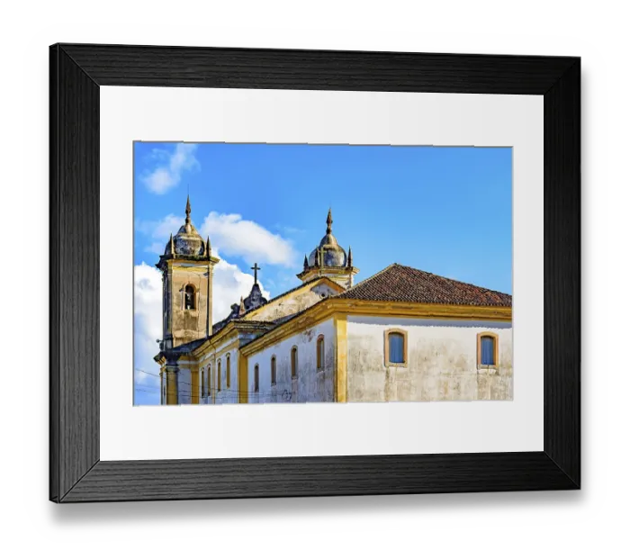Framed Print : Back view of old catholic church of the 18th century located in the center of the famous