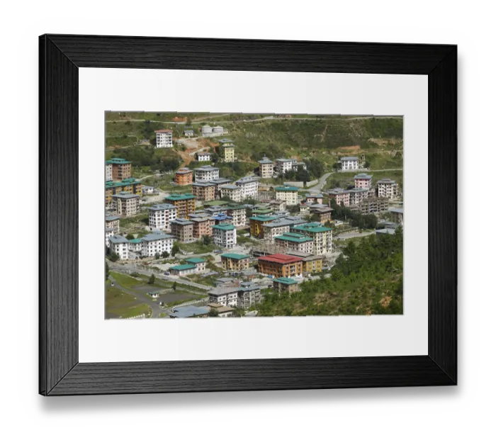 Framed Print : Traditional houses in Thimphu, Thimphu District Framed Print : Traditional houses in Thimphu, Thimphu District