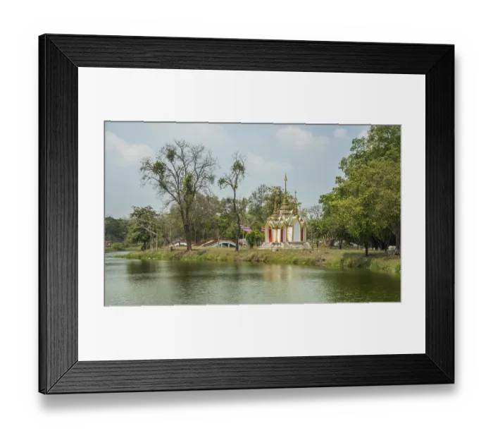 Framed Print : Small temple by lake, Rama Park Framed Print : Small temple by lake, Rama Park