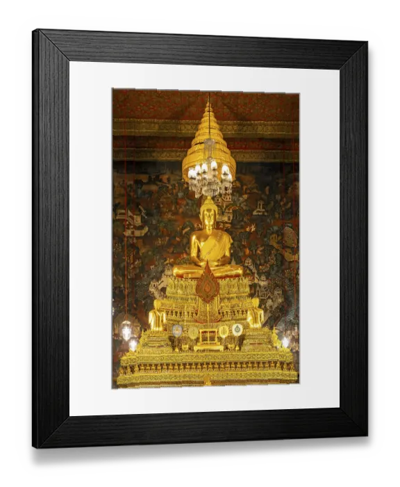 Framed Print : Gilded Buddha statue at the Phra Ubosot ordination hall