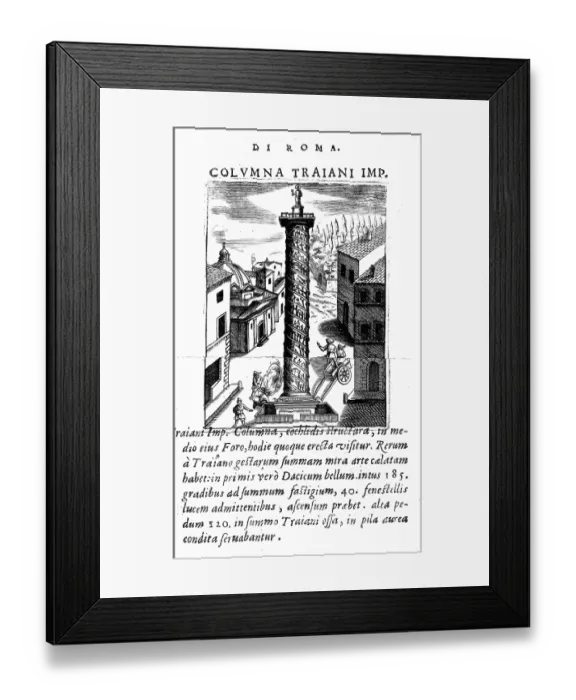 Framed Print : La Colonna Traiana, Trajan's Column is a column of honour erected in 112 / 113 AD for the Roman Emperor Trajan