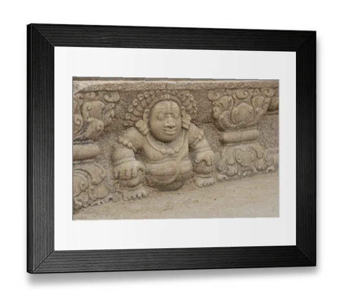 Framed Print : Step decorated with reliefs at the Mahasena Palace