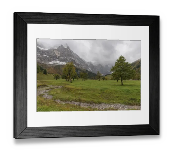 Framed Print : Early morning fog in the Karwendel nature park Park