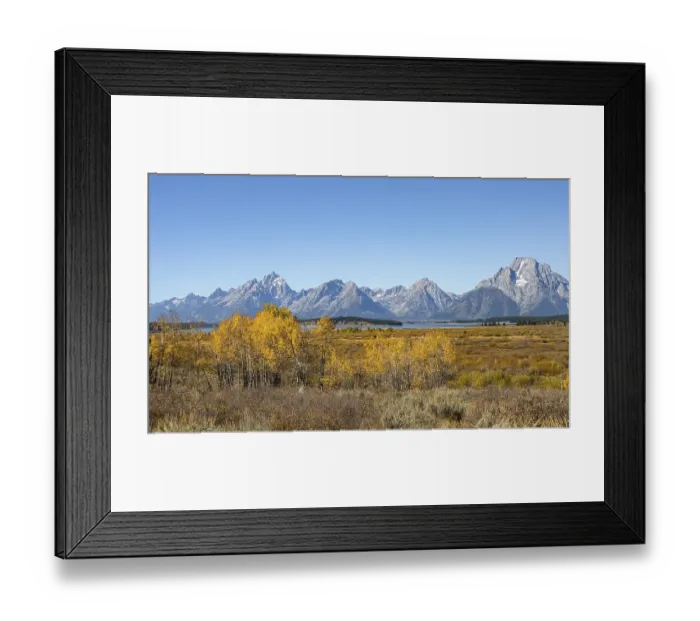 Framed Print : Mountain panorama with Mount Moran and Grand Teton peaks