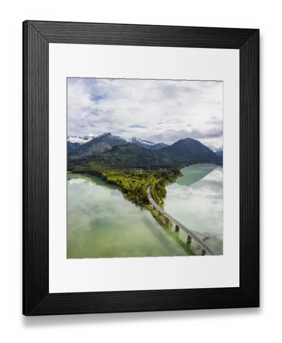 Framed Print : Sylvenstein lake and Faller-Klamm bridge Framed Print : Sylvenstein lake and Faller-Klamm bridge
