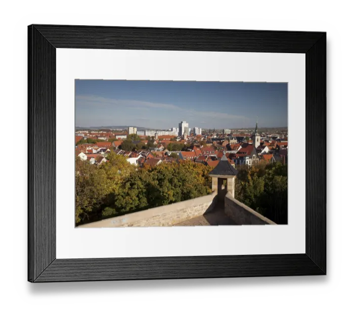 Framed Print : View from Zitadelle Petersberg Citadel across the town