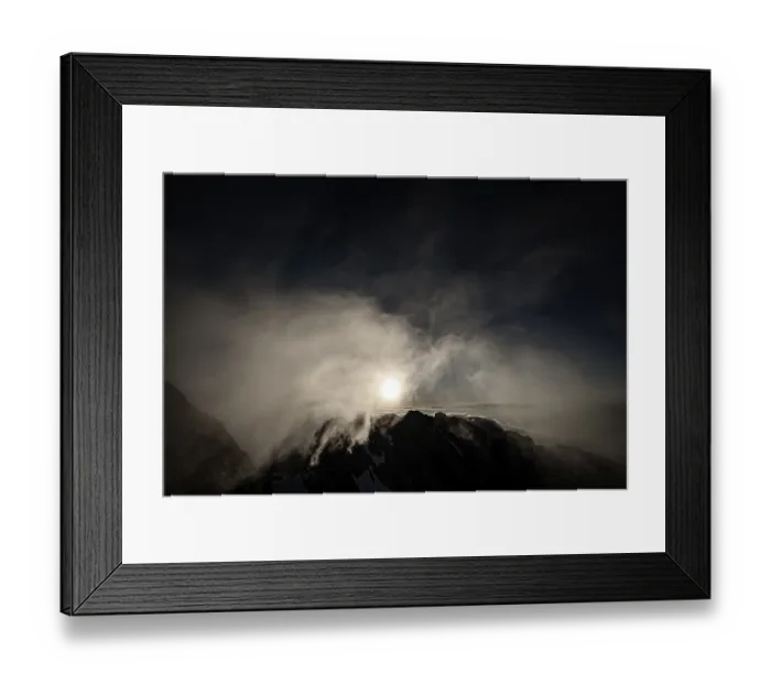 Framed Print : Summit of the Altmann with wispy clouds at sunrise