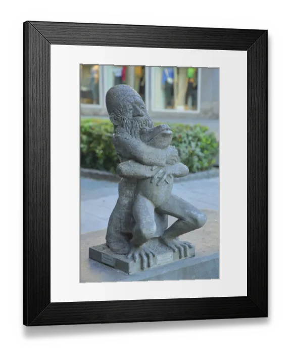 Framed Print : Sculpture frog rider by Richard Rother