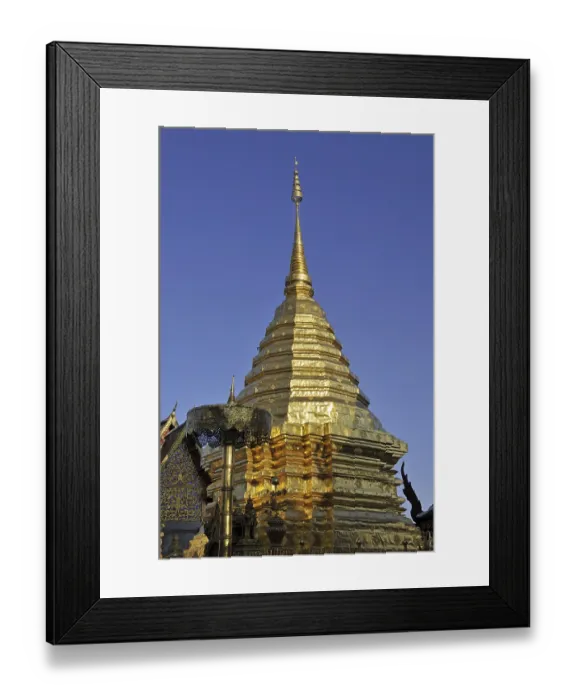 Framed Print : Golden pagoda (chedi), Wat Phra That Doi Suthep Temple