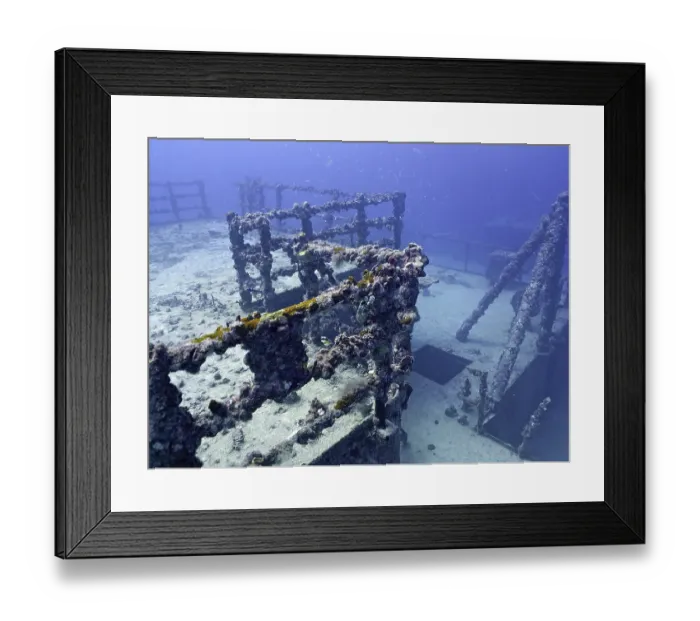 Framed Print : Superstructure on the wreck of the USS Spiegel Grove